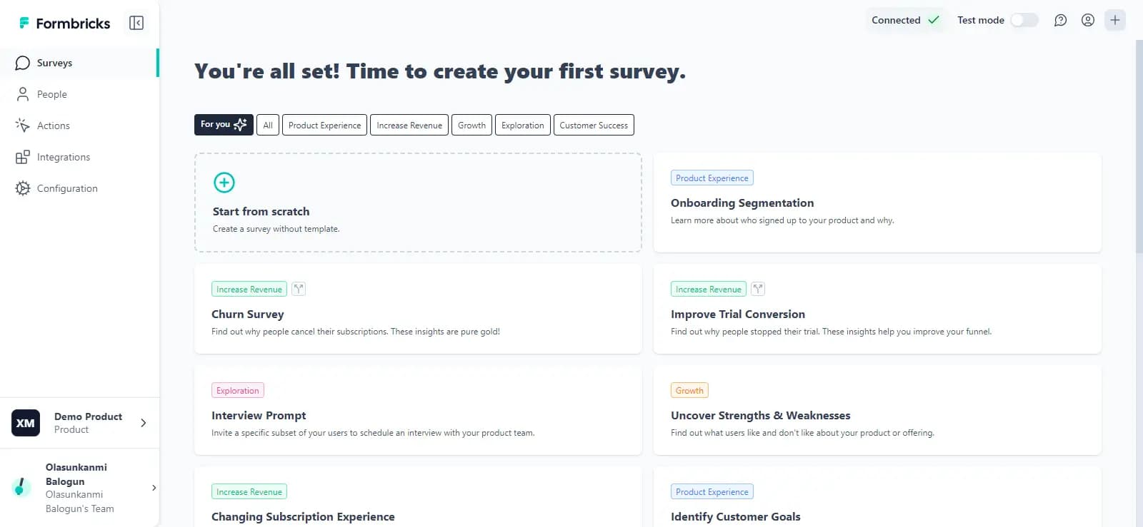 Formbricks survey templates