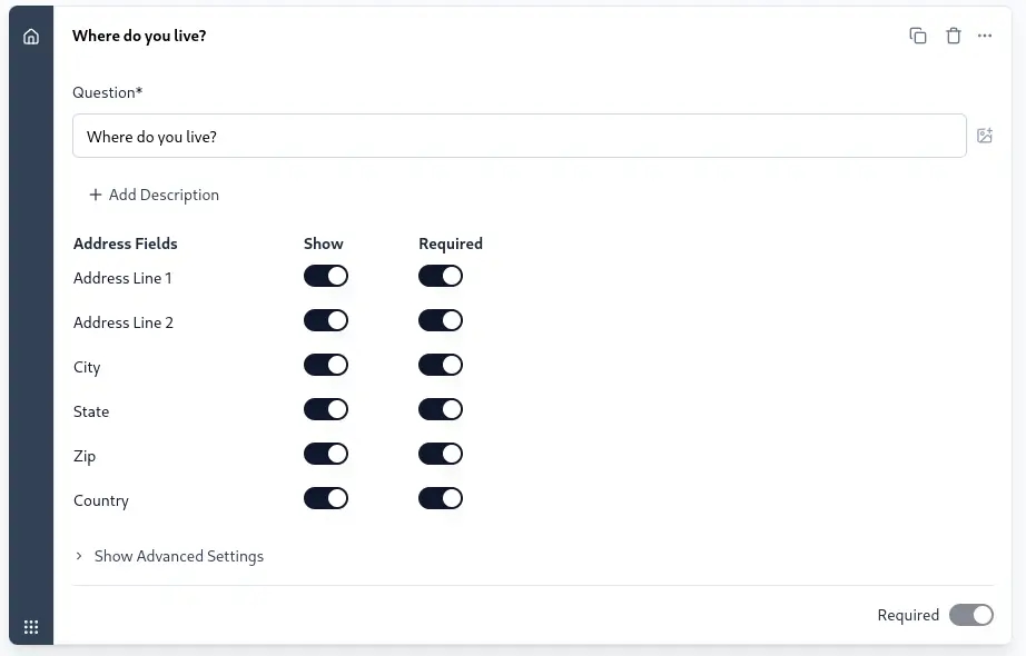 Overview of Address question type