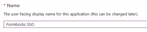 App Registration Name Field