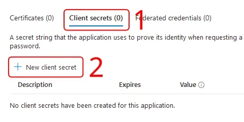 New Client Secret Tab & Button