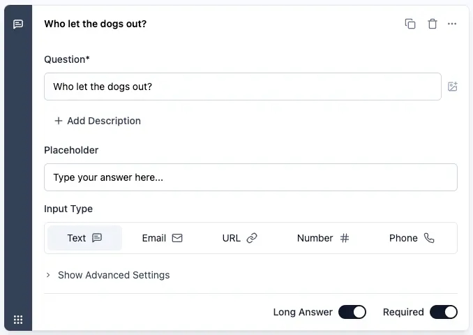 Overview of Free Text question type